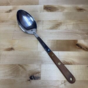 Vintage Robinson Stainless Steel Cooking~Serving Spoon 12 1/4" Riveted Wood Hand